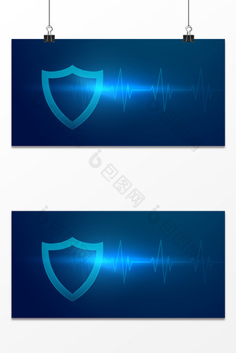 蓝色科技安全盾牌背景图片