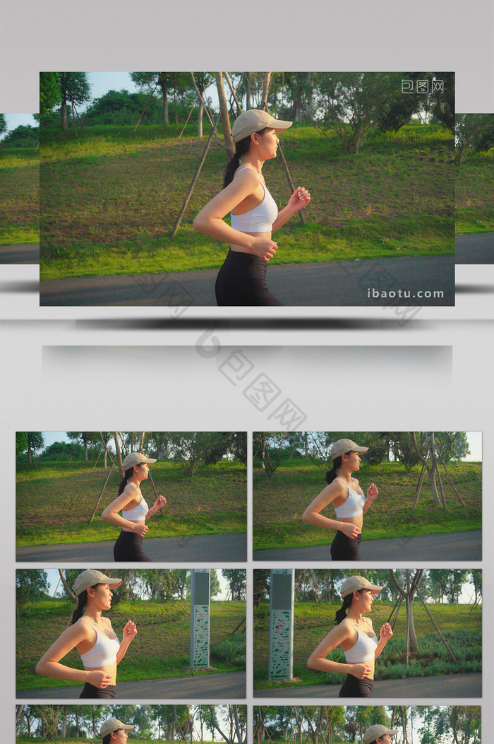 4K实拍公园里女子跑步视频素材