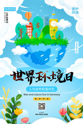 蓝色世界环境日环境海报