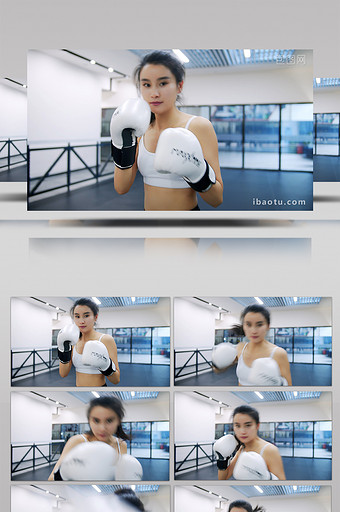 4K实拍拳击女子打拳视频素材图片