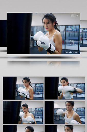 4K实拍拳击女子训练打沙袋视频素材图片