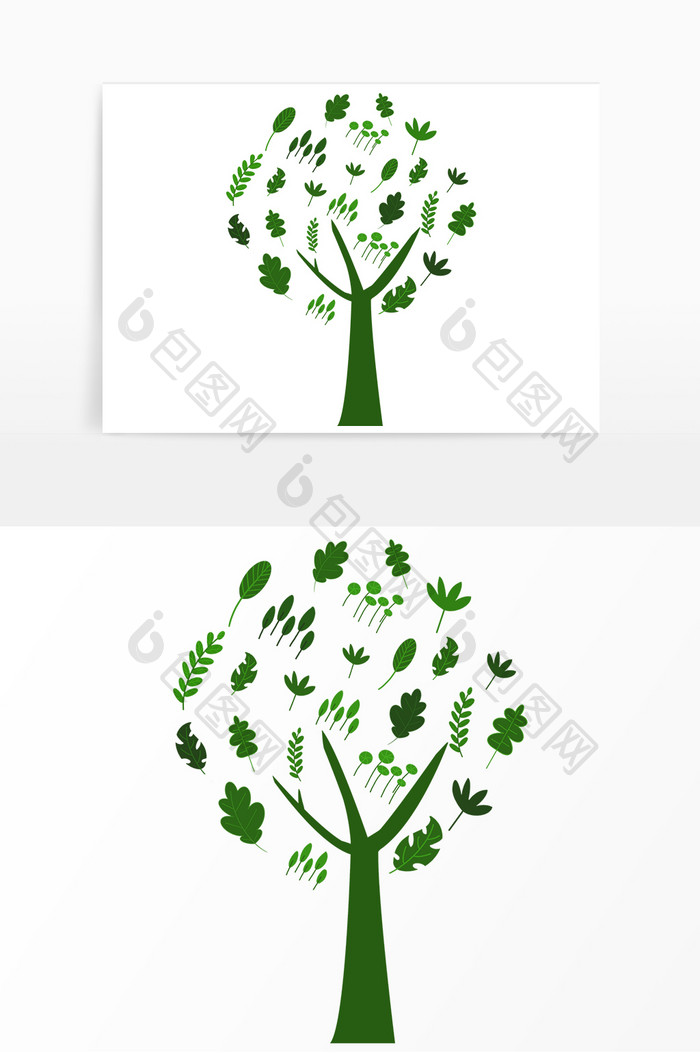 手绘卡通叶子植物树环境元素