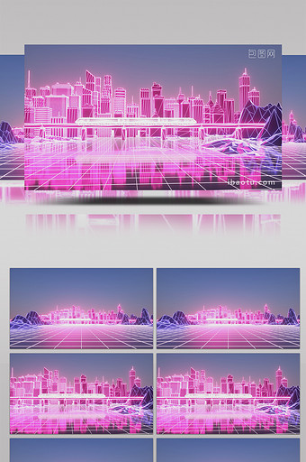4K赛博朋克未来科技高铁城市背景视频图片