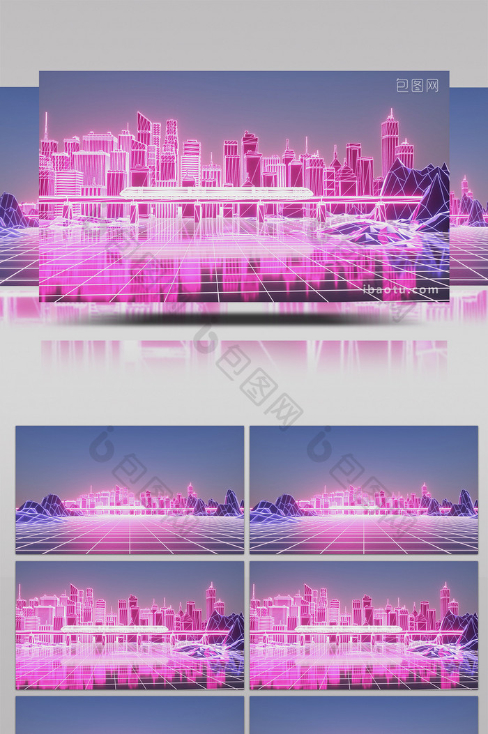 4K赛博朋克未来科技高铁城市背景视频