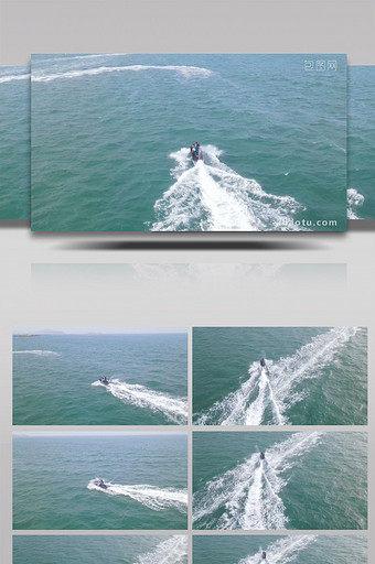 4K航拍激情夏日海上摩托艇图片