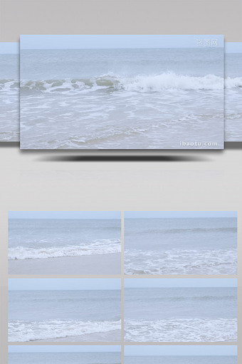 4K实拍海边海浪花拍打沙滩图片