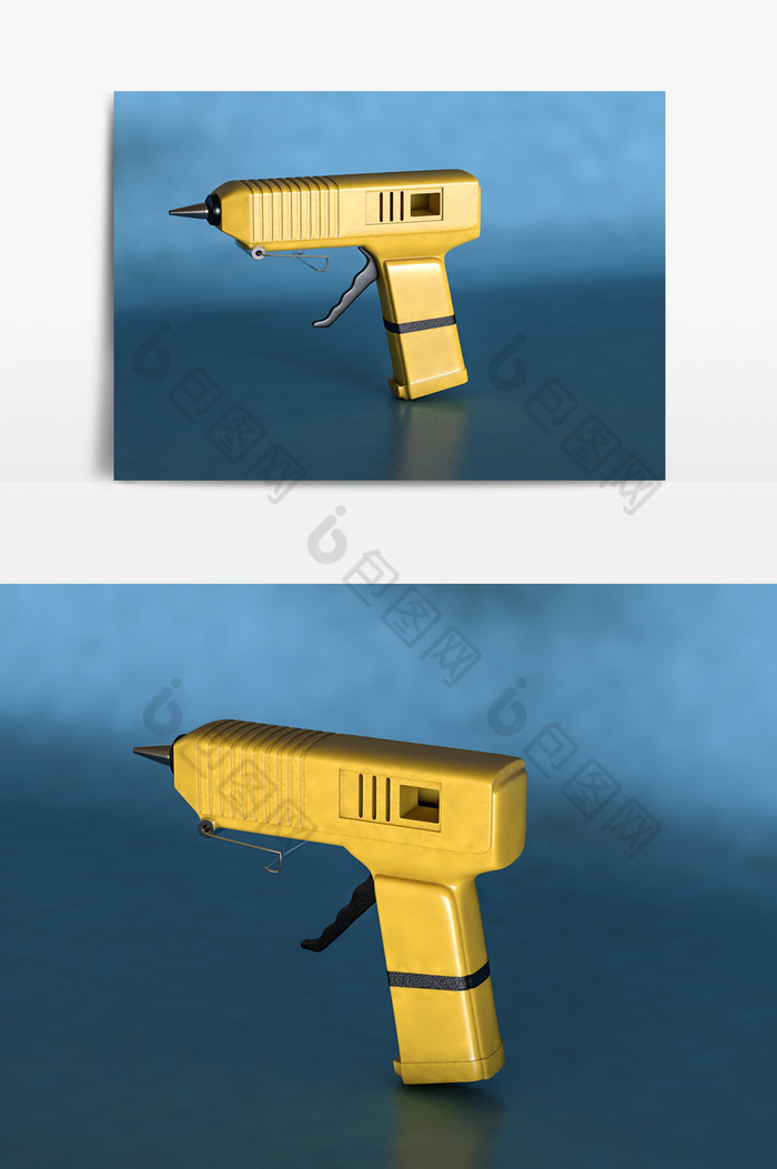 黄色热熔枪C4D模型图片图片