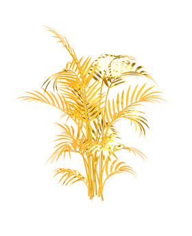 金色质感植物元素小树叶子素材海报装饰元素