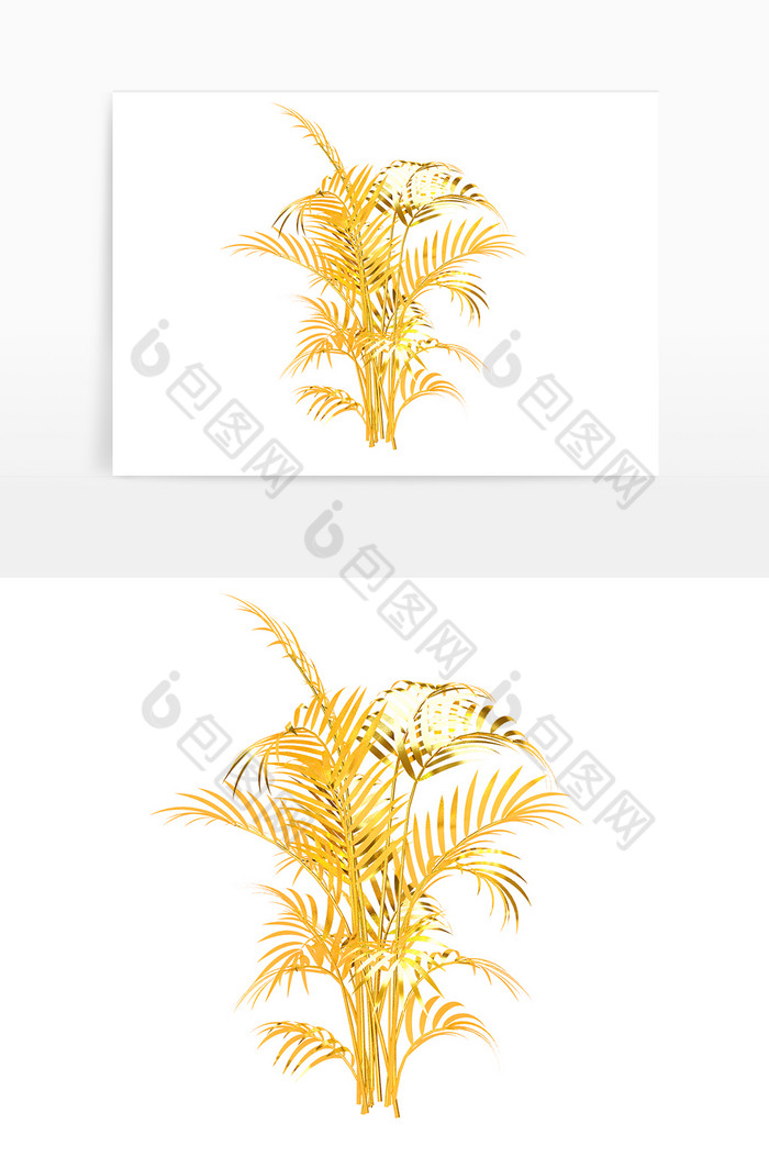 金色质感植物元素小树叶子素材海报装饰元素图片图片