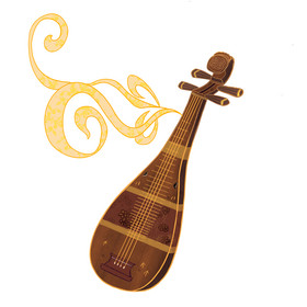 中国风琵琶敦煌元素古典乐器音乐
