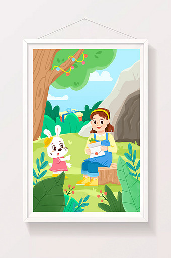 61儿童节奇幻动物森林邀请童话插画图片