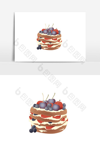 水果奶油蛋糕矢量美食元素图片