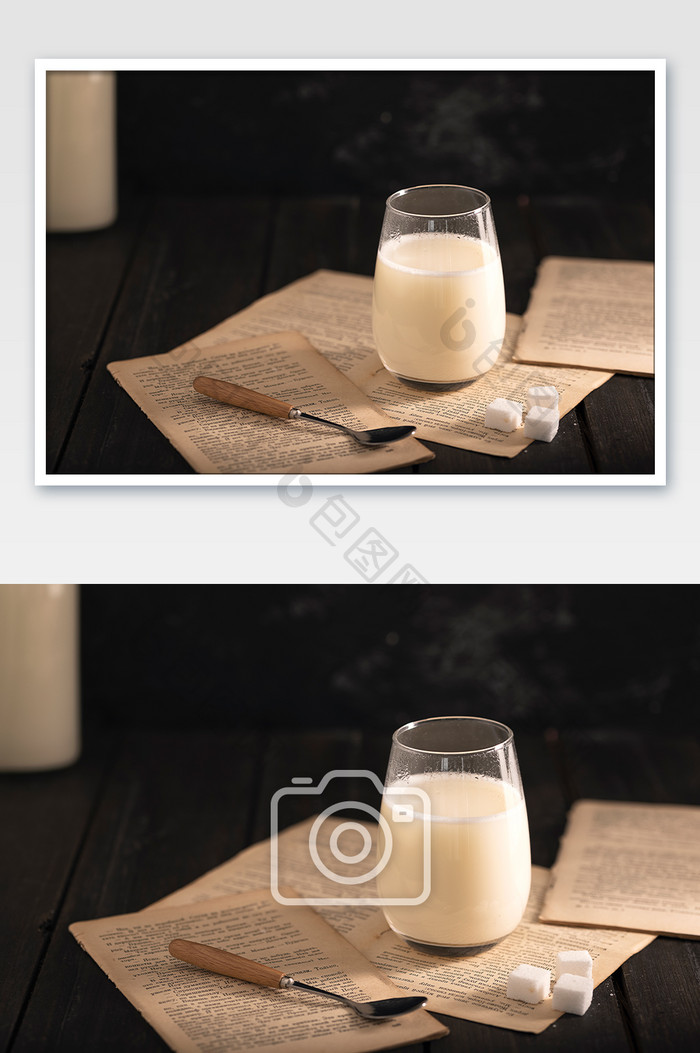 暗调风格牛奶奶粉营养美食摄影图