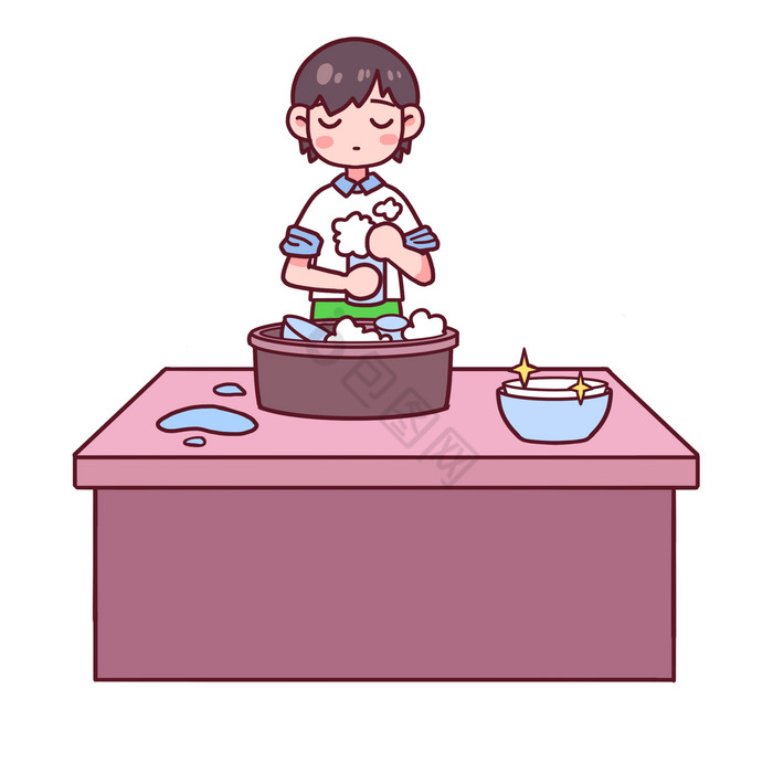 女人做家务洗碗图片