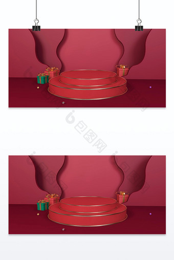 中国风节日活动促销产品展示C4D红色场景图片