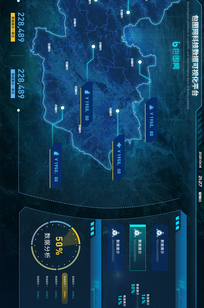 科技感数据可视化超级大屏图表设计