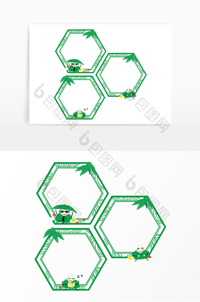 端午节粽子六边形边框图片图片