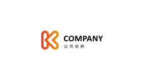 橙色渐变简约K字母logo