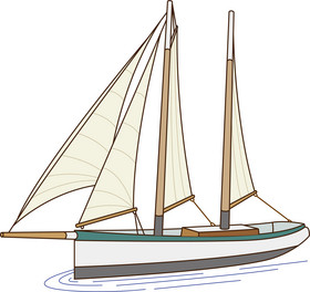 旅游帆船插画形象元素