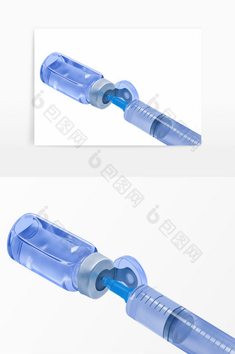 蓝色透明手绘精修医疗注射疫苗玻璃瓶元素图片