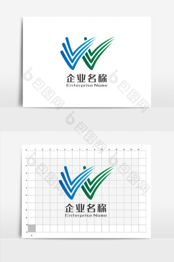 简约商务W字母形企业LOGO标志图片