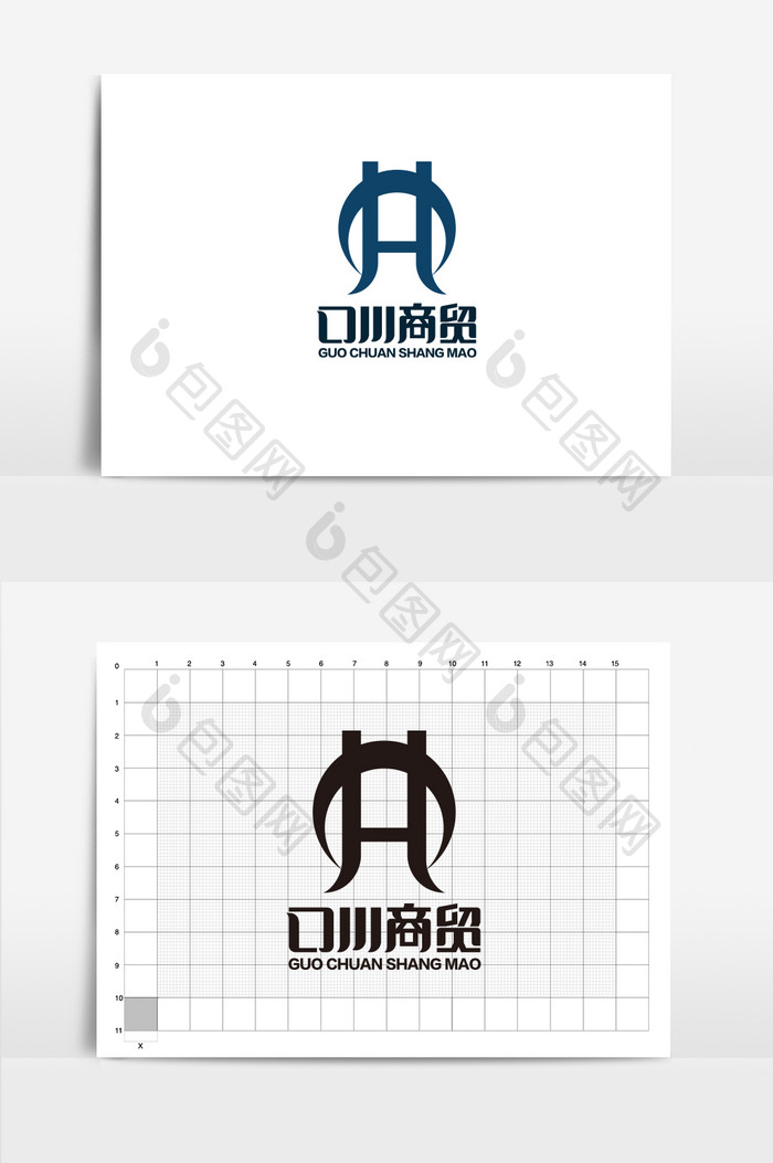 口川商贸企业字母LOGO