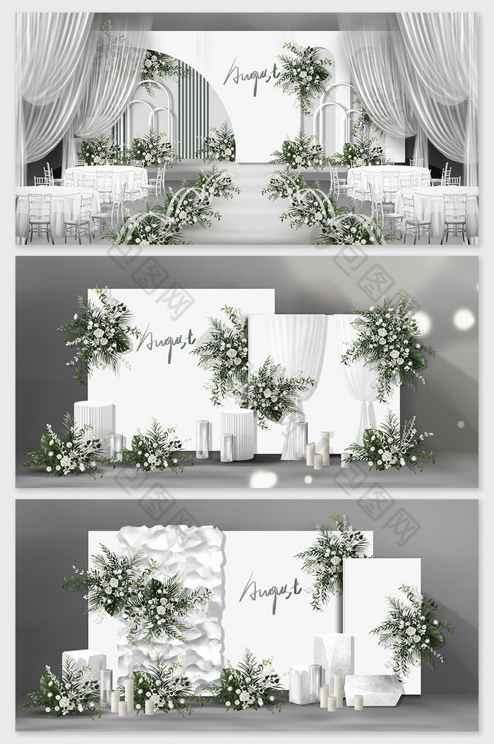 定制韩式简约大气白色主题婚礼效果图图片图片