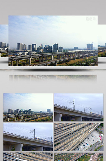 4k航拍行驶中的高铁交通运输视频素材图片