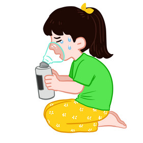 卡通手绘哮喘女孩