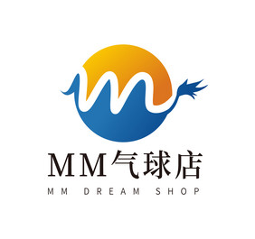 彩色简约时尚m字母logo标志