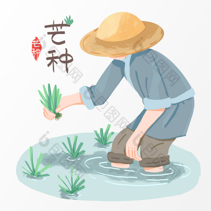 芒种节气古代农民种植动图GIF