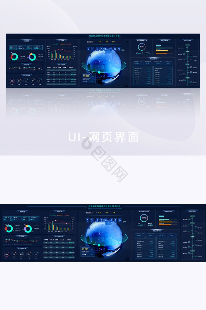 蓝色科技感大数据智慧运维监控网页超级大屏图片