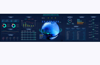 蓝色科技感大数据智慧运维监控网页超级大屏图片