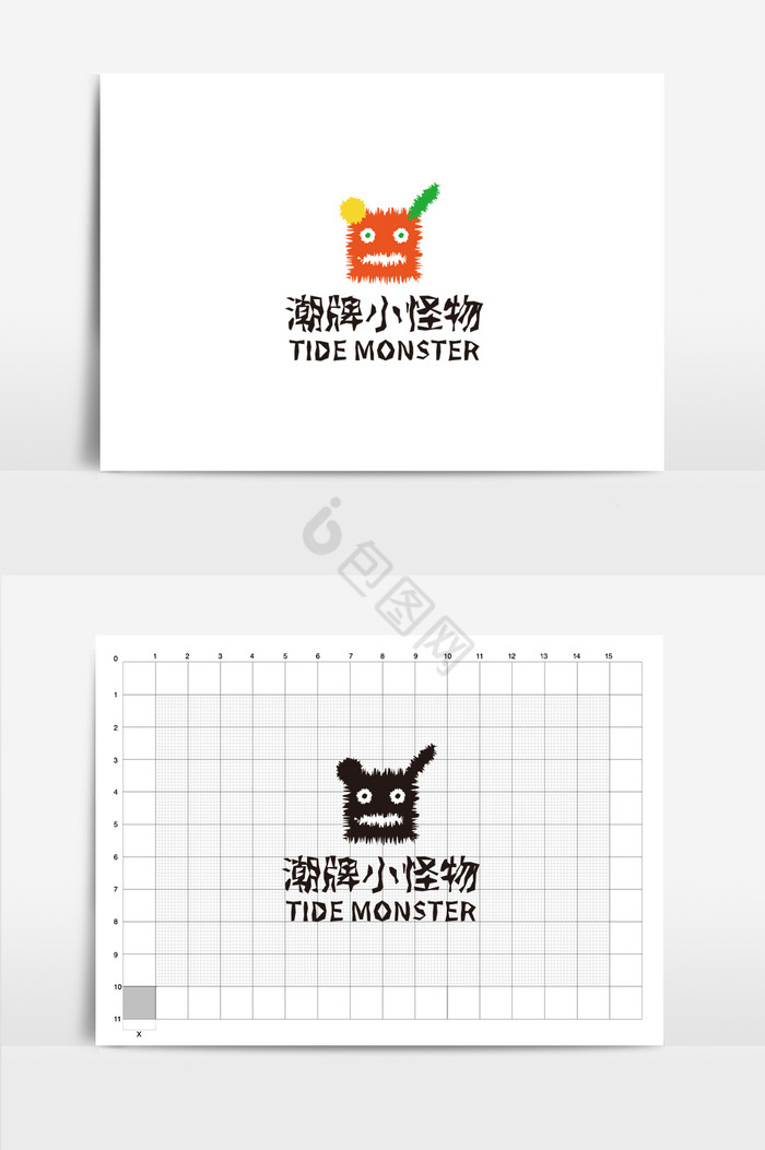 相近色鲜艳小怪物潮牌LOGO图片