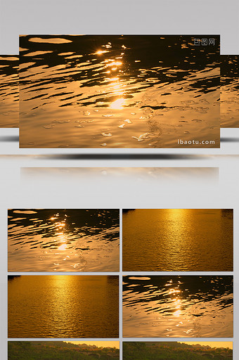 4k夕阳下城市江面水面波光粼粼空镜写意图片