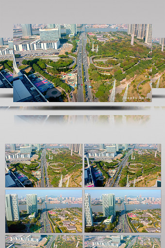 4k大气航拍广州城市立体交通科韵路和新港图片