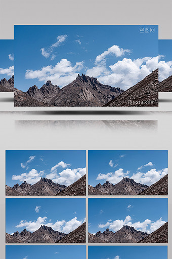 4k青藏高原石头山蓝天白云自然风光延时图片