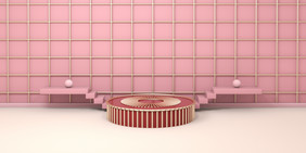 粉色电商装饰台背景墙背景