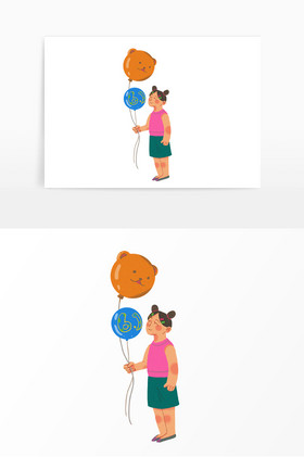 六一儿童节手拿气球女孩