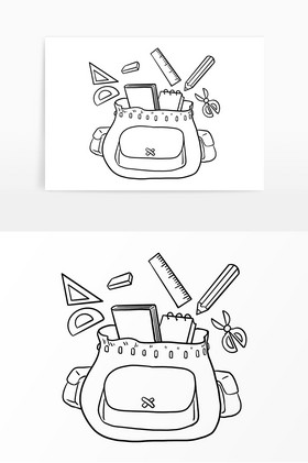 祥云线描素描学生书包山水仙鹤祥云插画背景墙古风仙鹤中元节仙鹤河灯