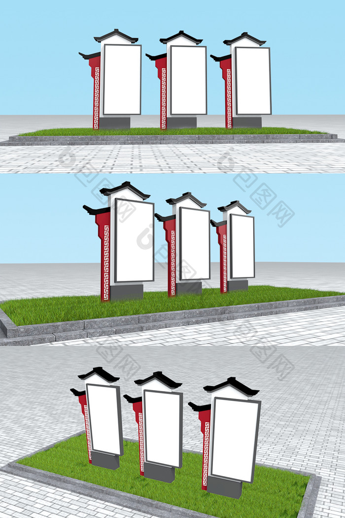 新中式古镇宣传栏景区宣传栏中式广告箱灯箱