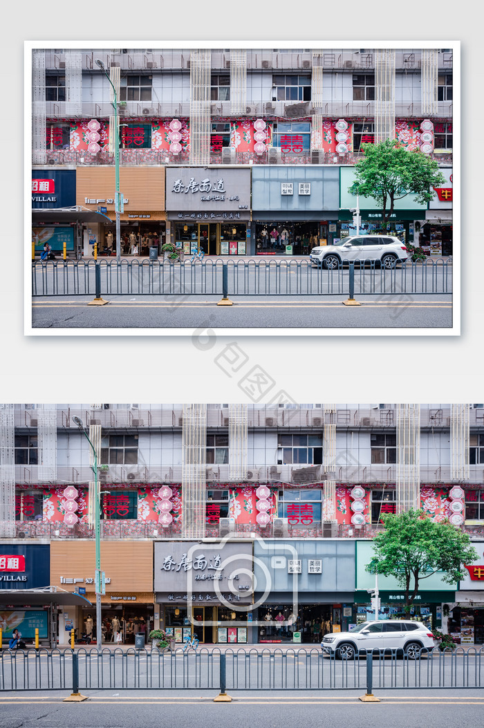 街道临街店铺店面建筑摄影图