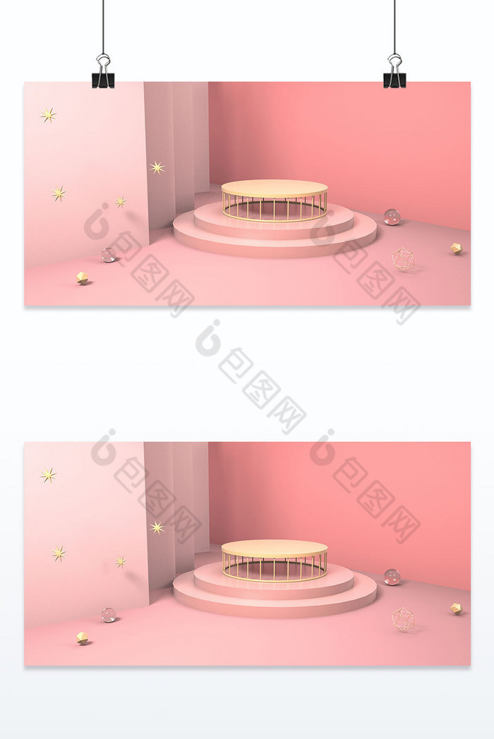 粉色电商装饰三维背景墙背景图片图片