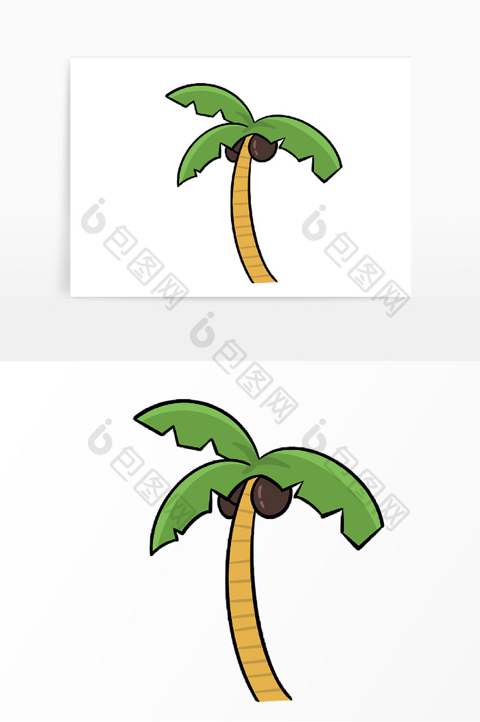 绿色卡通风椰子树插画元素