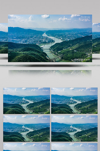 4k航拍重庆八桥叠翠蓝天白云自然风光延时图片