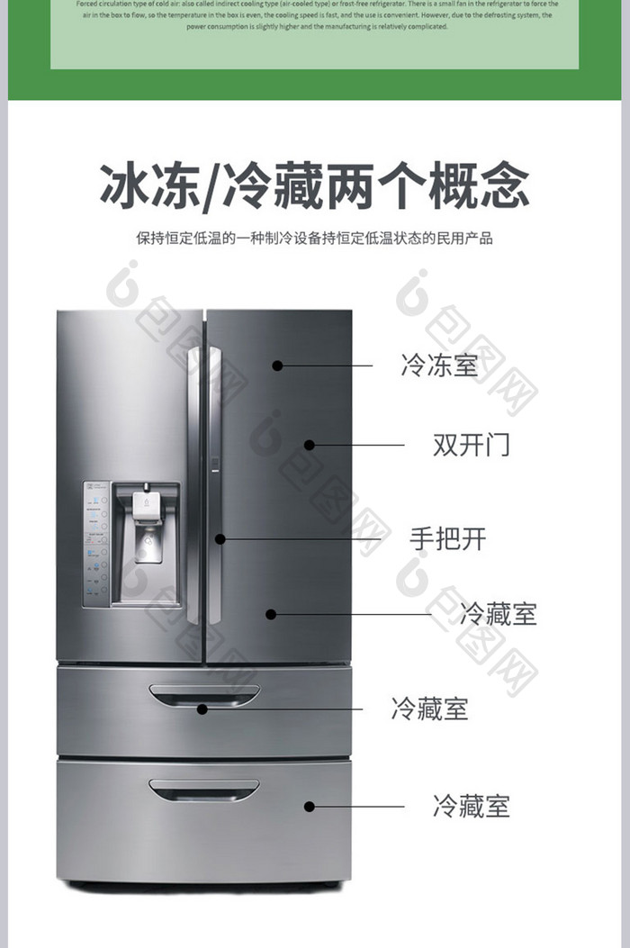 家用电冰箱双开门智能家居产品简约详情页