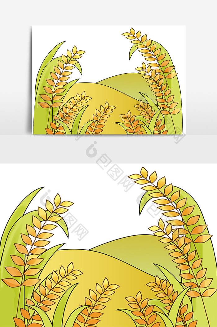 黄色清新节气芒种手绘元素