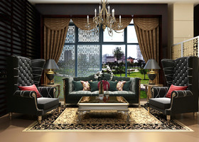 古典美式风格会客厅