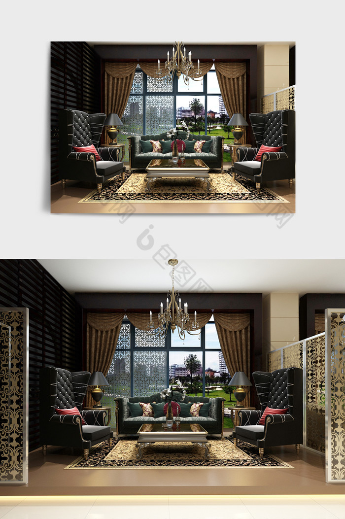 古典美式风格会客厅图片图片