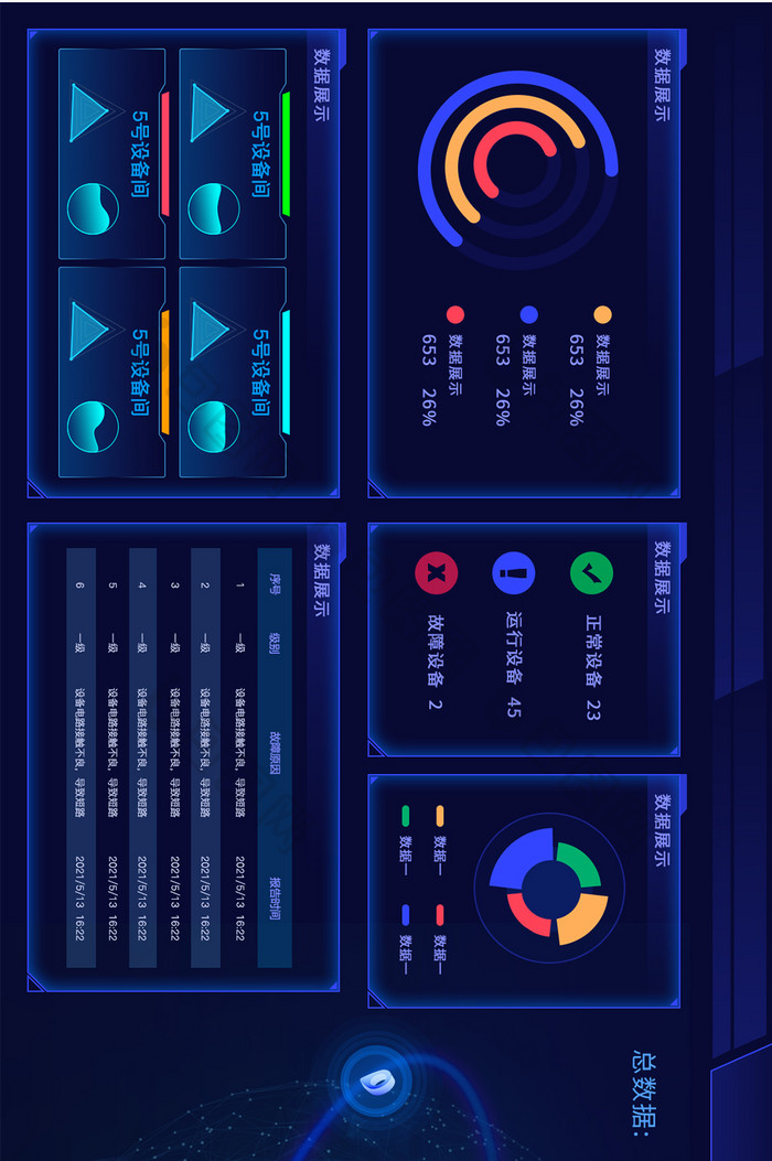 科技感设备管理可视化后台数据大屏设计